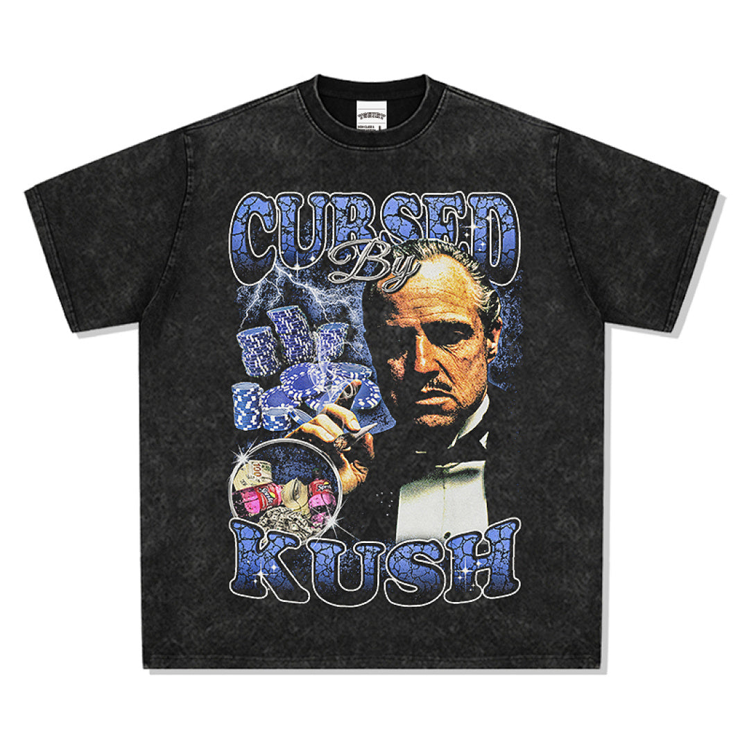 Cursed By Kush Tee - Washed Black