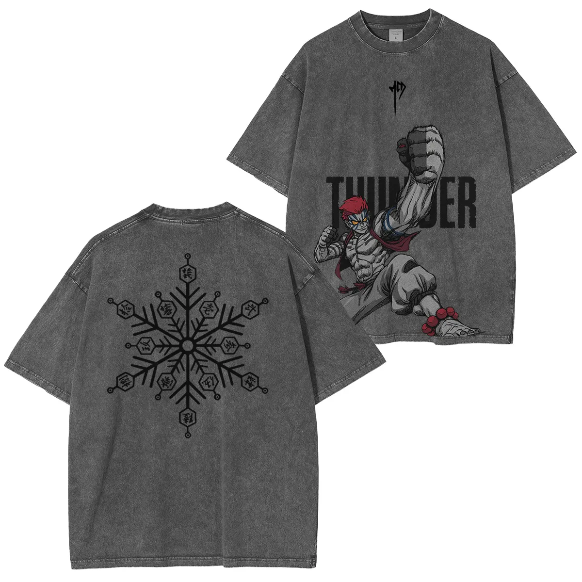 Akaza Upper Moon 3 Demon Slayer Vintage Heavyweight Graphic T-Shirt — product image 1