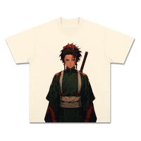 Anime Graphic Demon Slayer Front-Print Heavyweight Graphic T-Shirt