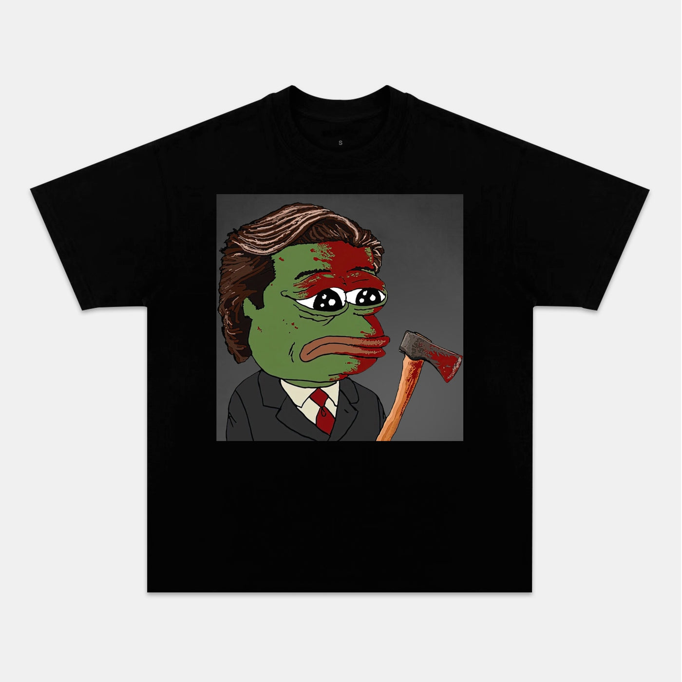 Pepe The Frog as Patrick Bateman 'American Psycho' Meme Tee — product image 3