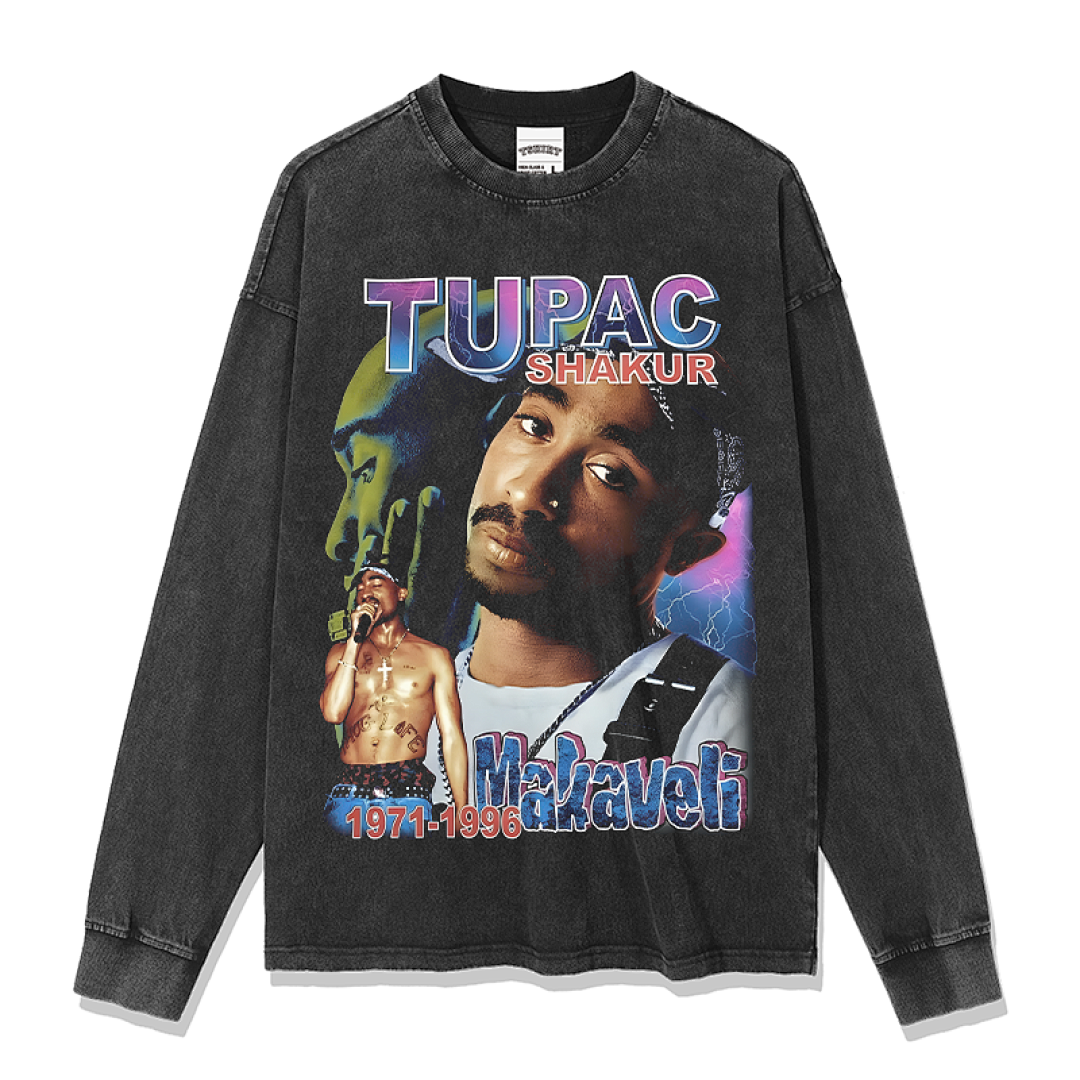 Tupac Design 7371 Sweatshirt - Washed Black