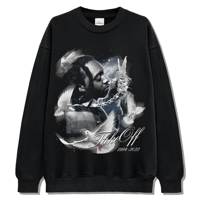 Takeoff Sweatshirt tribute tee in heavyweight cotton
