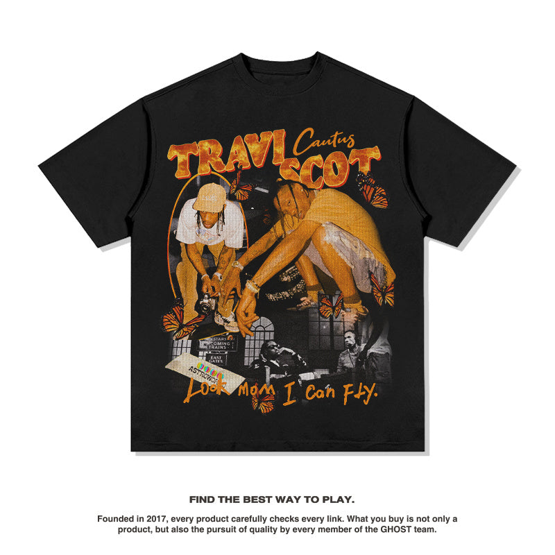 Travis Scott "Look Mom I Can Fly" Tee tribute tee in heavyweight cotton