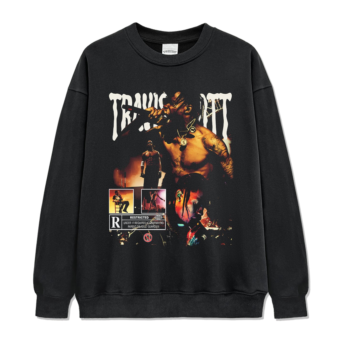 Resticted By Travis Sweatshirt tribute tee in heavyweight cotton