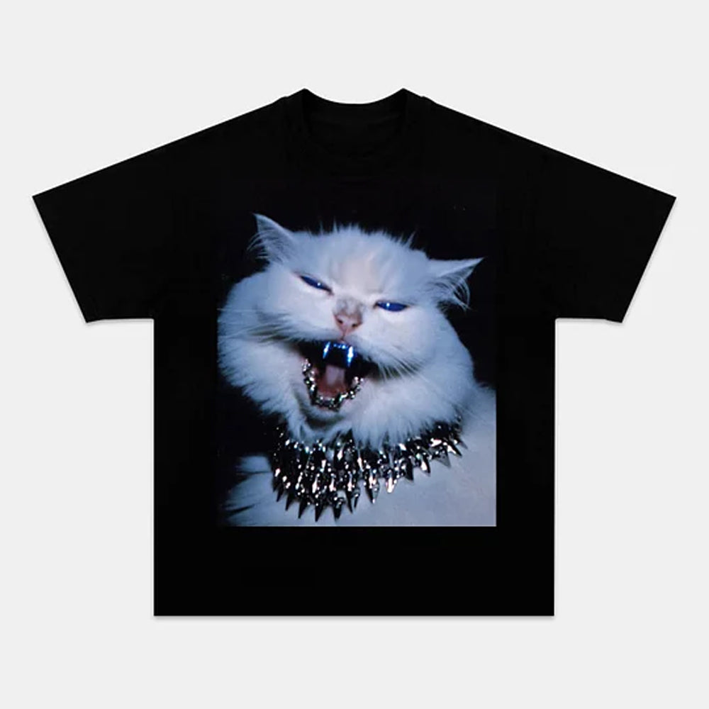 Spiky Style Fierce Cat Graphic Tee