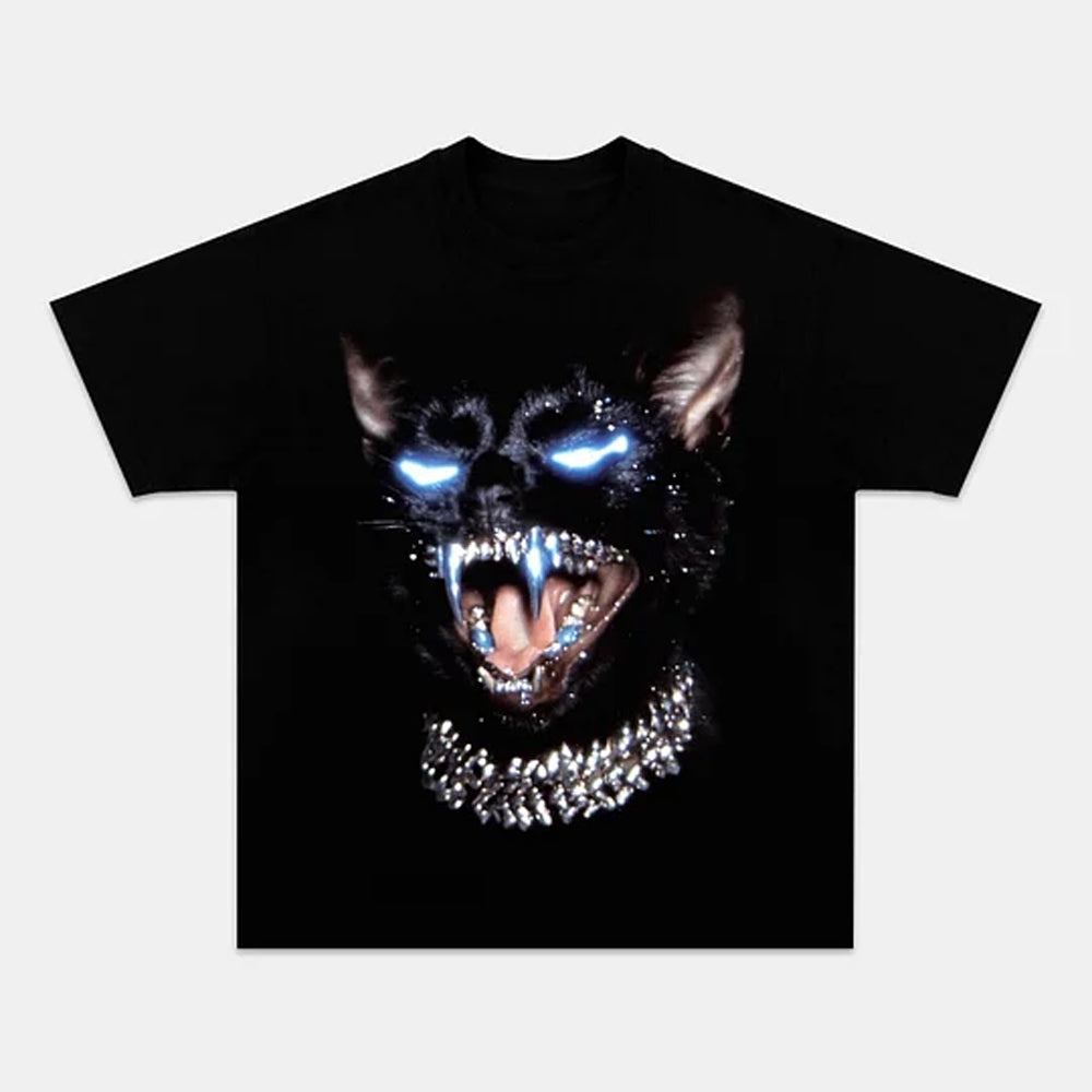 Glowing Eye Retro Cat Graphic Tee Fierce Street Style