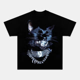 Retro Street Style Cat Graphic Tee Unique Fashion