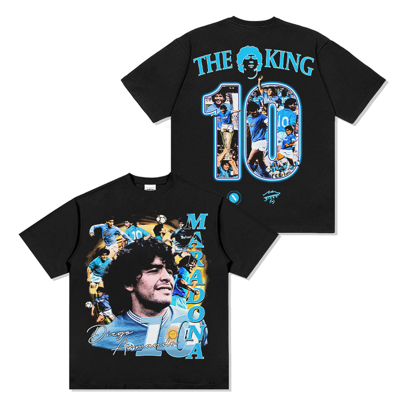 Diego Maradona The King Tee tribute tee in heavyweight cotton