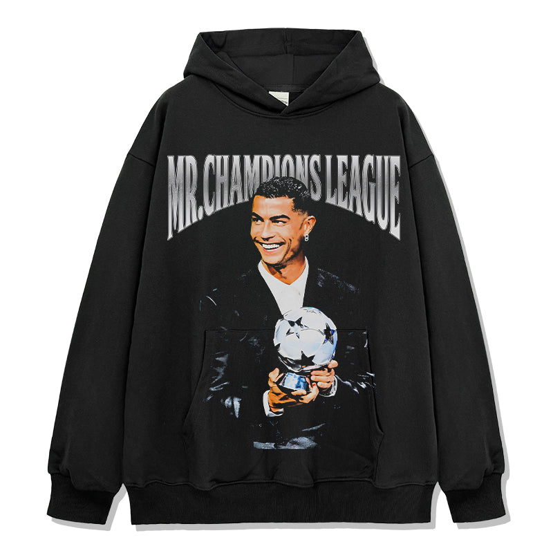 Mr. Champions League By Cristiano Ronaldo Hoodie tribute hoodie in heavyweight cotton
