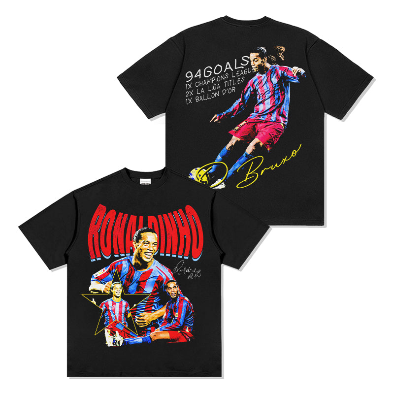 Ronaldinho "Signature" Tee tribute tee in heavyweight cotton