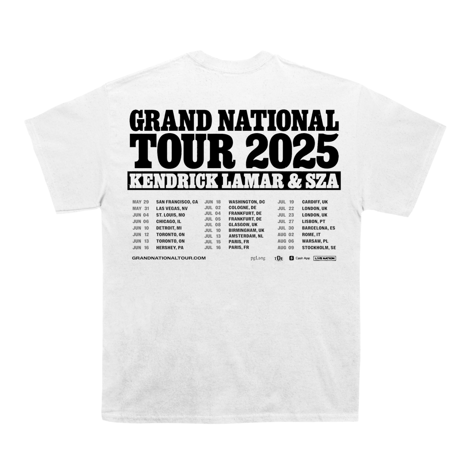 Sza & Kendrick "Grand National Tour" Back Design TEE