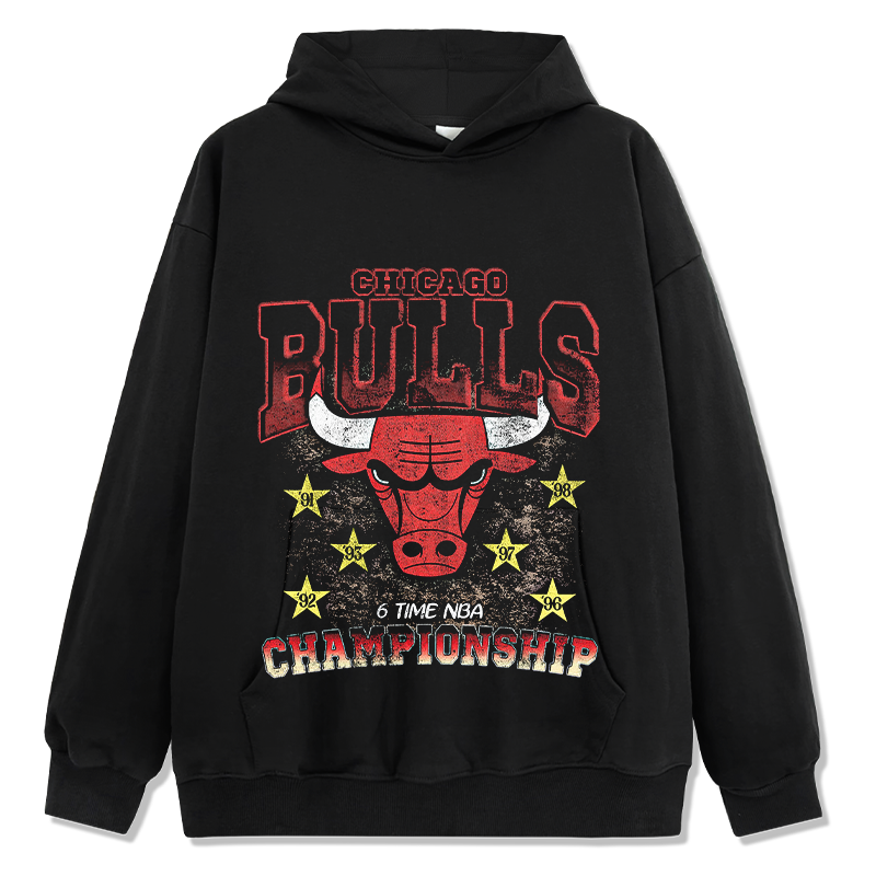 Chicago Bulls Hoodie NBA in heavyweight 240gsm cotton