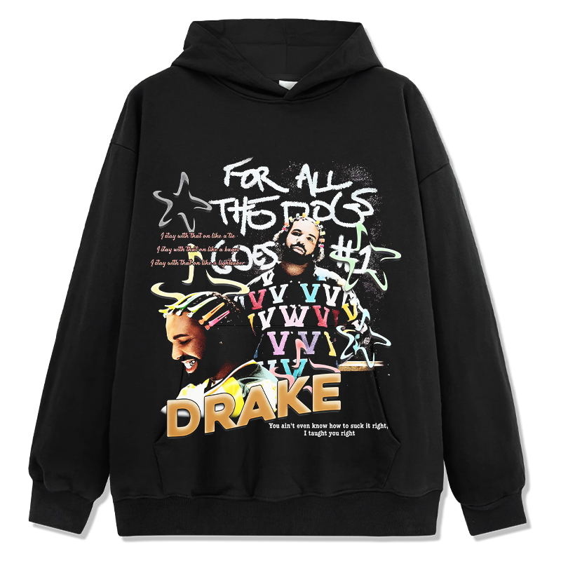 For All The Dogs By Drake Hoodie tribute hoodie in heavyweight cotton