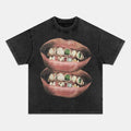 Exclusive Fashion Gold & Jade Grills Lip Print Tee - view 2