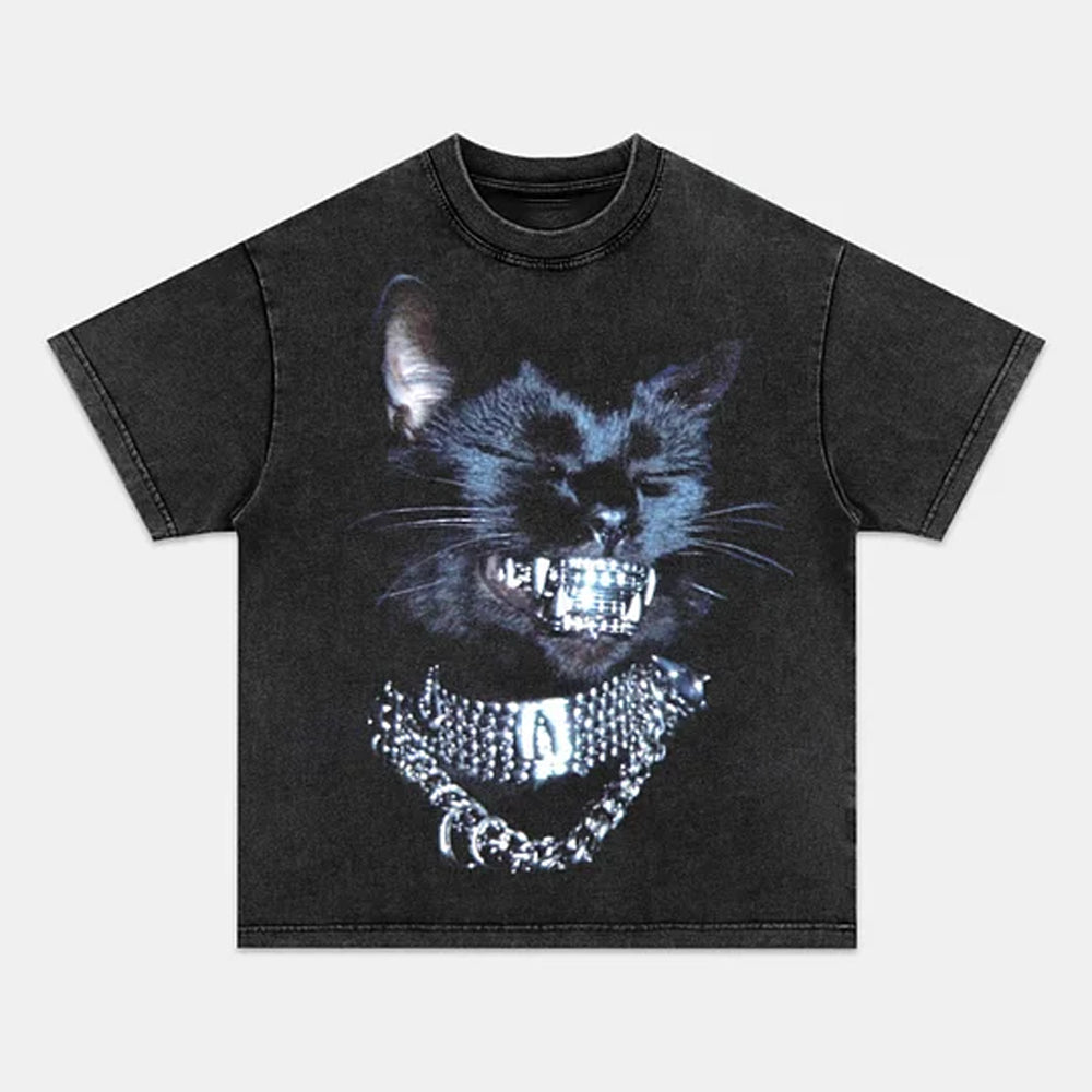 Retro Street Style Cat Graphic Tee Unique Fashion - view 2