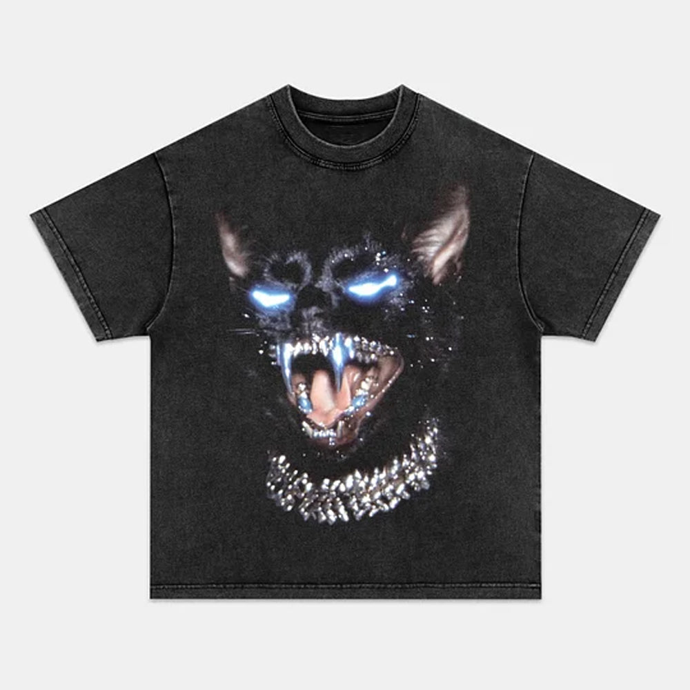 Glowing Eye Retro Cat Graphic Tee Fierce Street Style - view 2