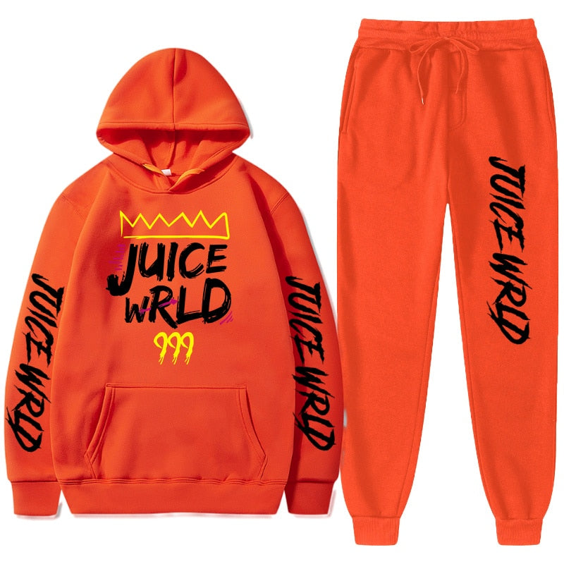 Juice WRLD Hoodies Pullover Joggers Sweatpants Casual Tracksuit Black typography - 6ixmerchandise