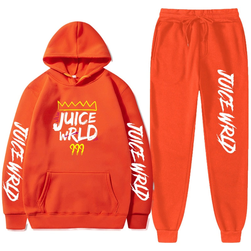 Juice WRLD Hoodies Pullover Joggers Sweatpants Casual Tracksuit Black typography - 6ixmerchandise