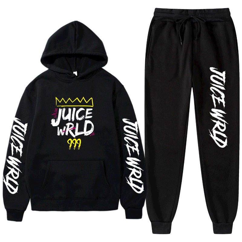 Juice WRLD Hoodies Pullover Joggers Sweatpants Casual Tracksuit Black typography - 6ixmerchandise