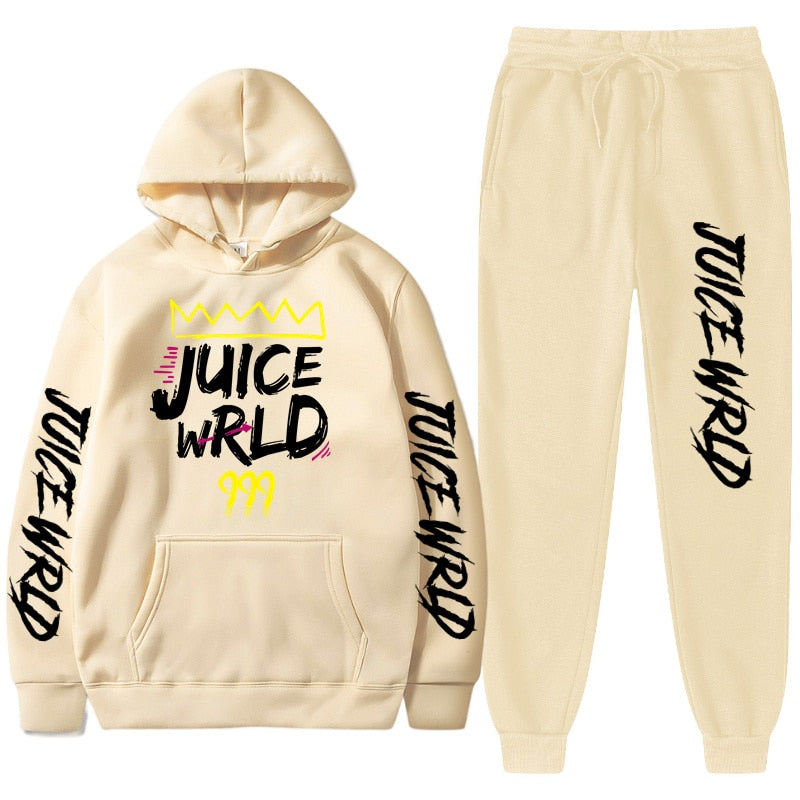 Juice WRLD Hoodies Pullover Joggers Sweatpants Casual Tracksuit Black typography - 6ixmerchandise