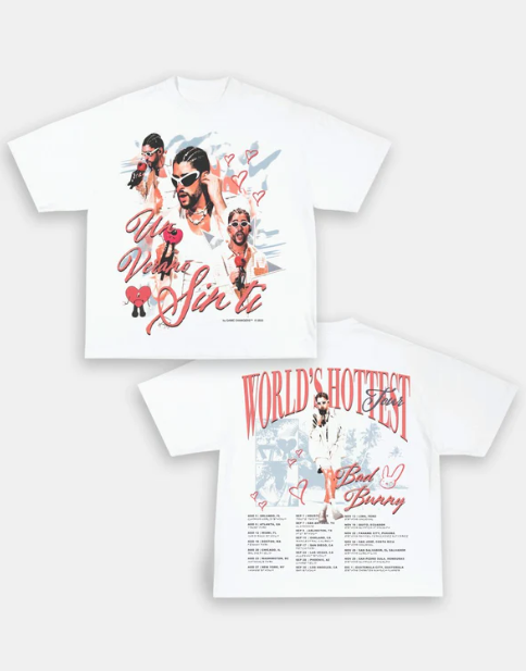 BAD BUNNY WORLDS HOTTEST TOUR BACK DESIGN TEE