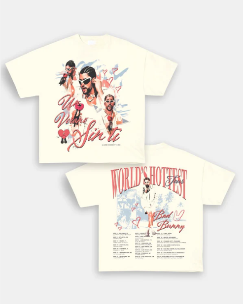 BAD BUNNY WORLDS HOTTEST TOUR BACK DESIGN TEE