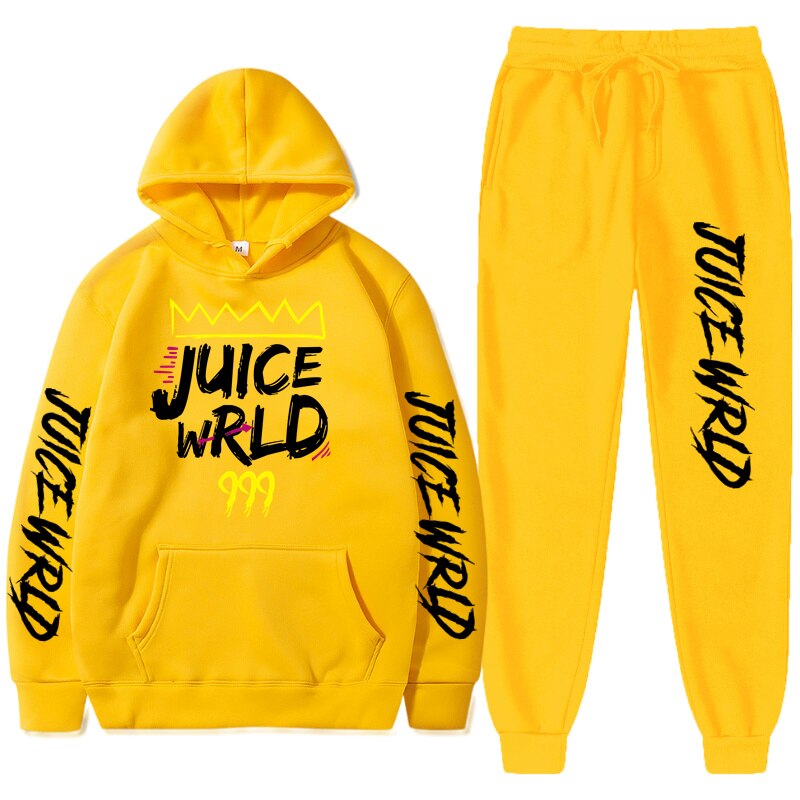 Juice WRLD Hoodies Pullover Joggers Sweatpants Casual Tracksuit Black typography - 6ixmerchandise