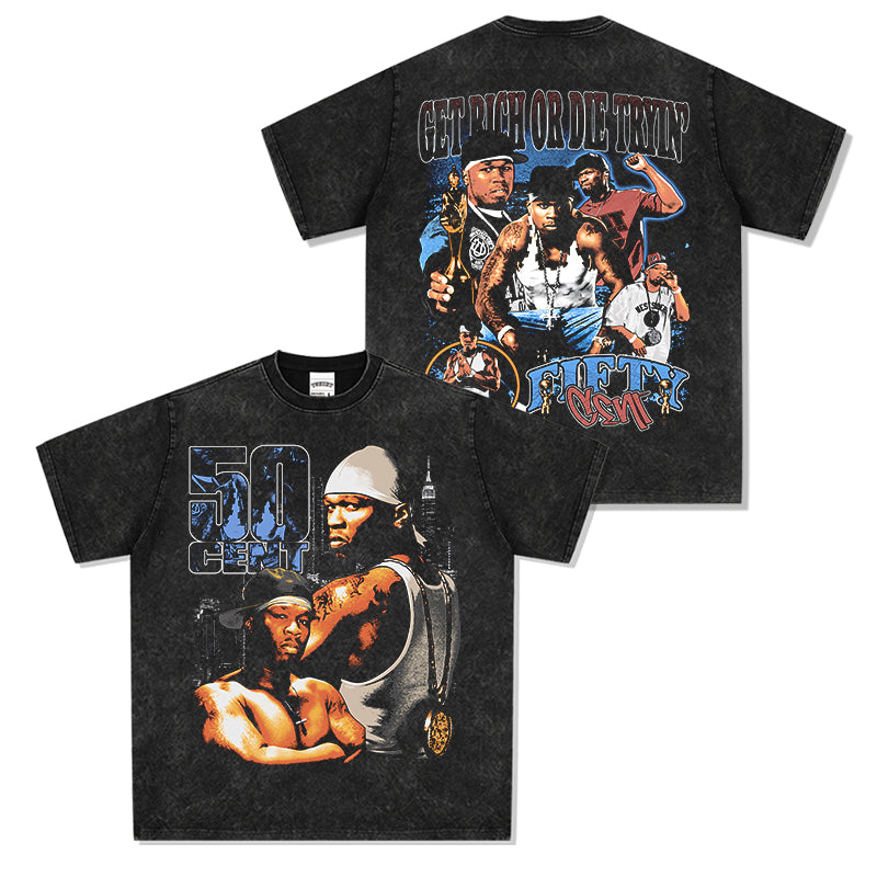 Get Rich Or Die Tryin By 50Cent Tee tribute tee in heavyweight cotton