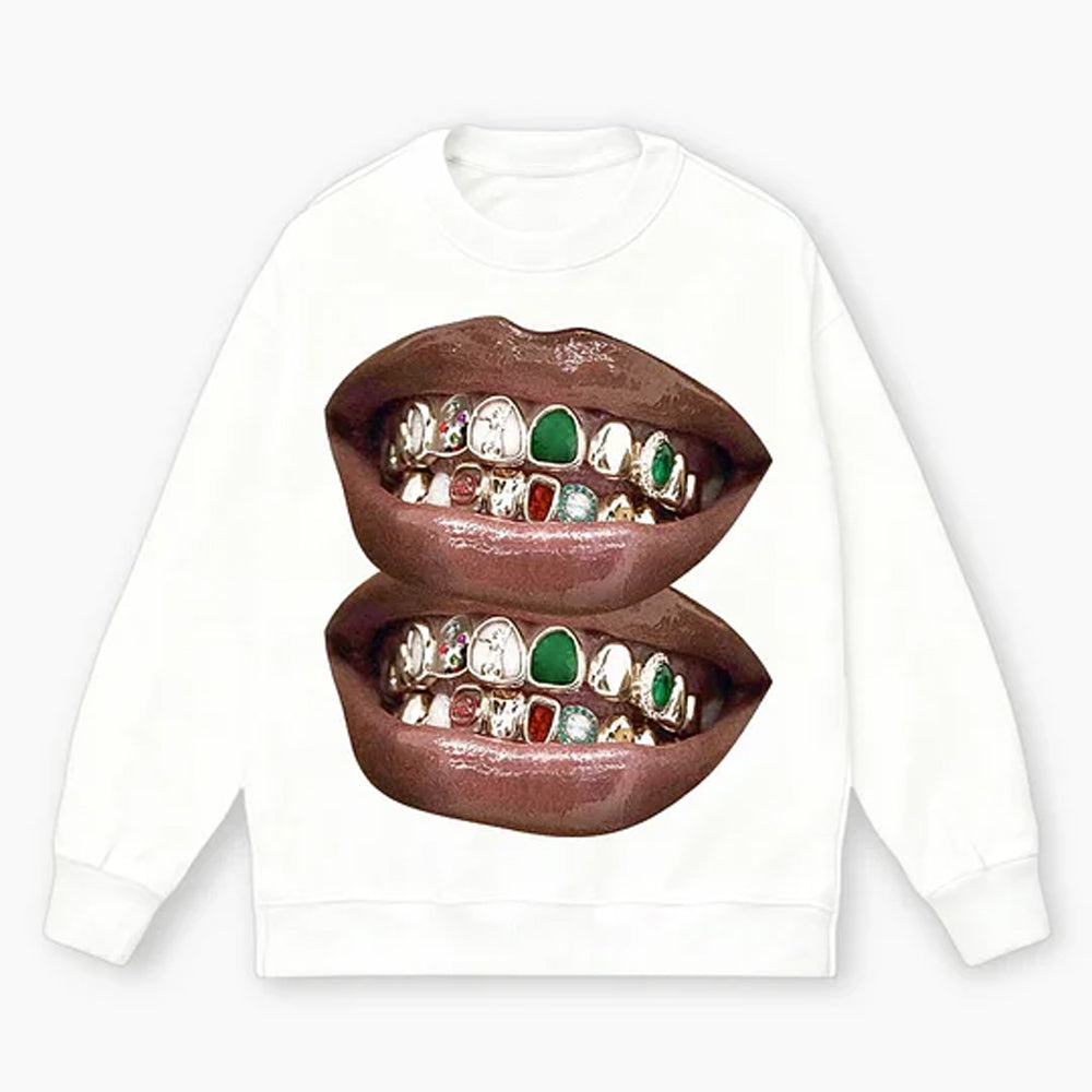 Exclusive Fashion Gold & Jade Grills Lip Print Tee - view 7