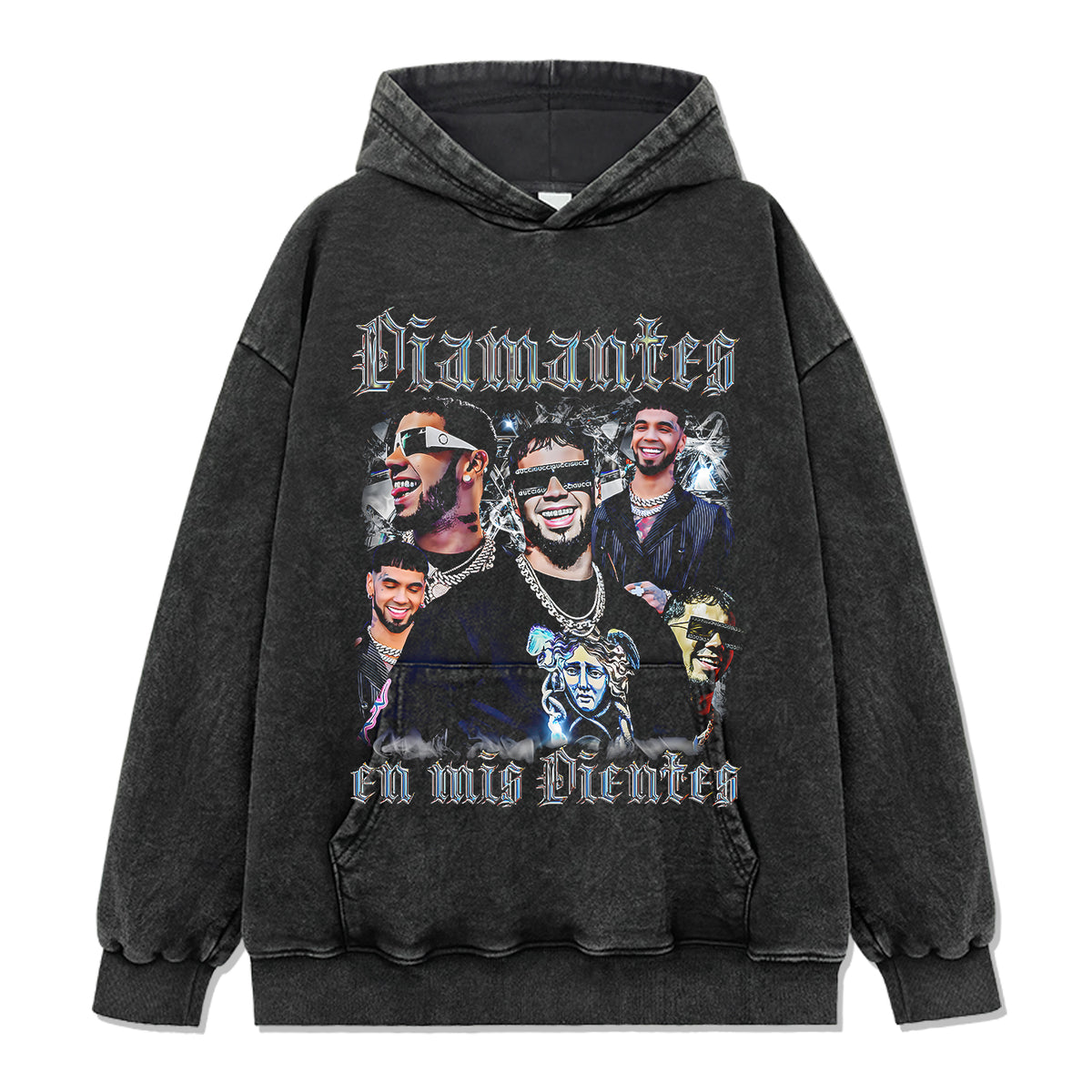 Diamantes En Mis Dientes By Anuel Aa Hoodie - view 2