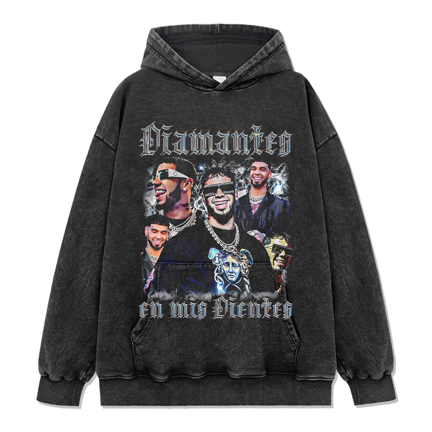 Diamantes En Mis Dientes By Anuel Aa Hoodie - view 2