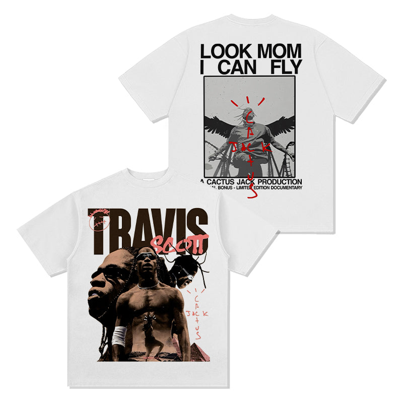 Look Mom I Can Fly By Travis Scott Tee tribute tee in heavyweight cotton