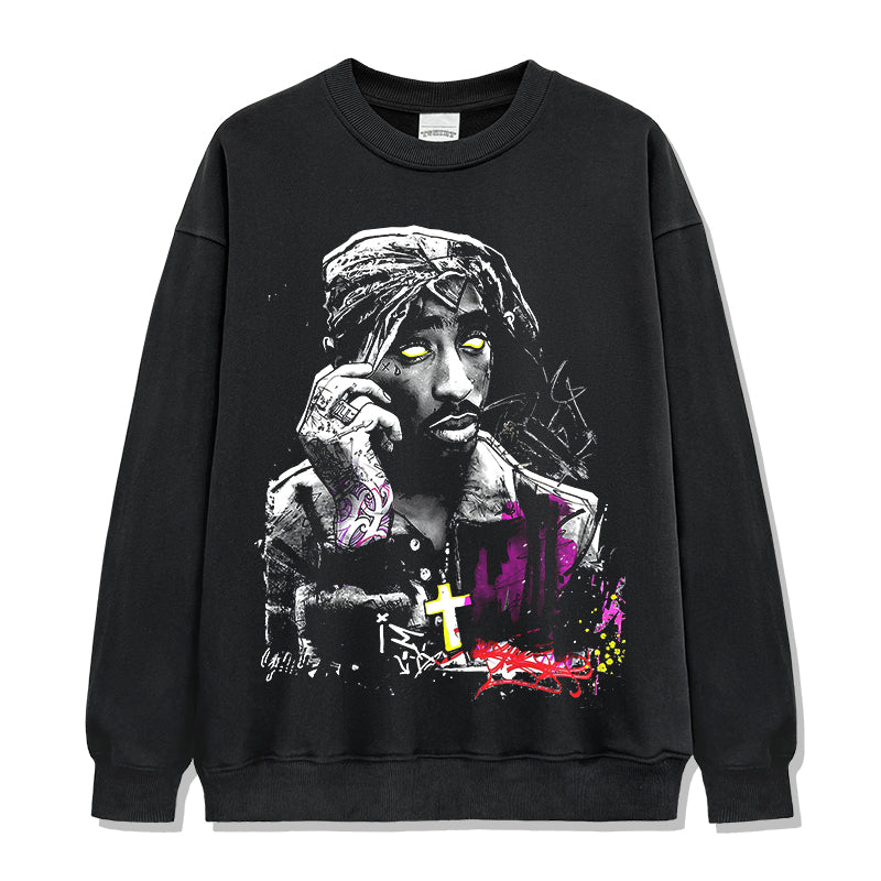Tupac Shakur Signature Sweatshirt tribute tee in heavyweight cotton