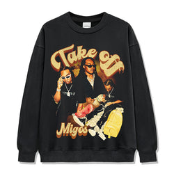 Migos By Takeoff Sweatshirt tribute tee in heavyweight cotton