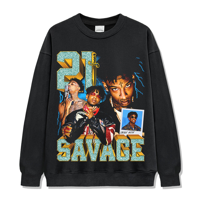21 Savage Sweatshirt tribute tee in heavyweight cotton