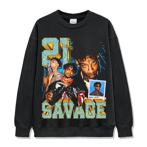 21 Savage Sweatshirt tribute tee in heavyweight cotton