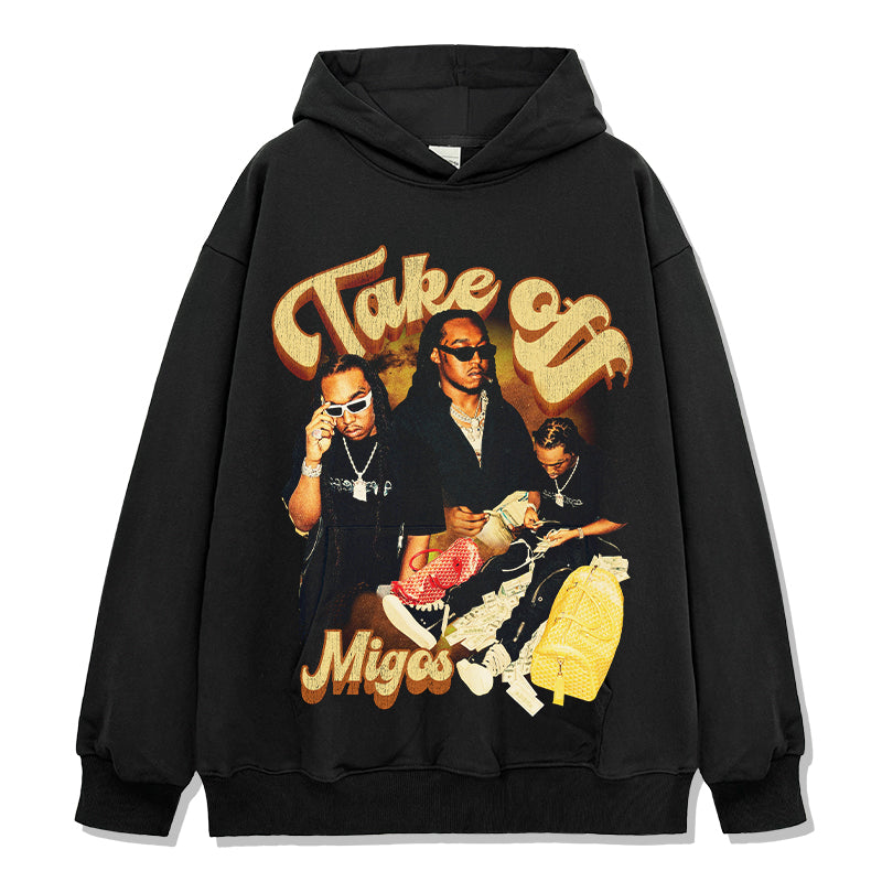 Migos By Takeoff Hoodie tribute hoodie in heavyweight cotton
