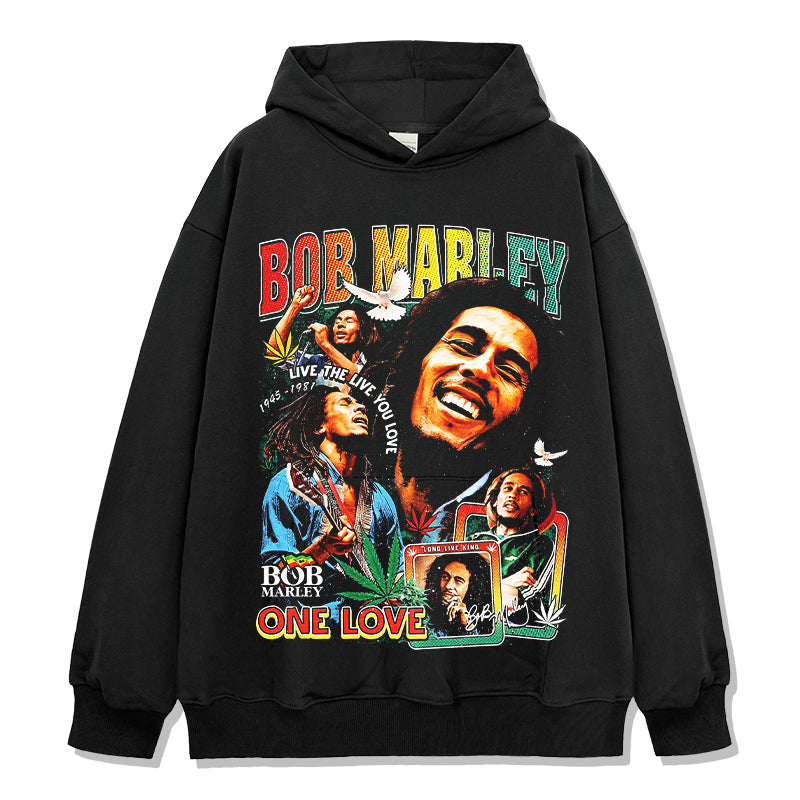 Live The Live You Love By Bob Morley Hoodie tribute hoodie in heavyweight cotton