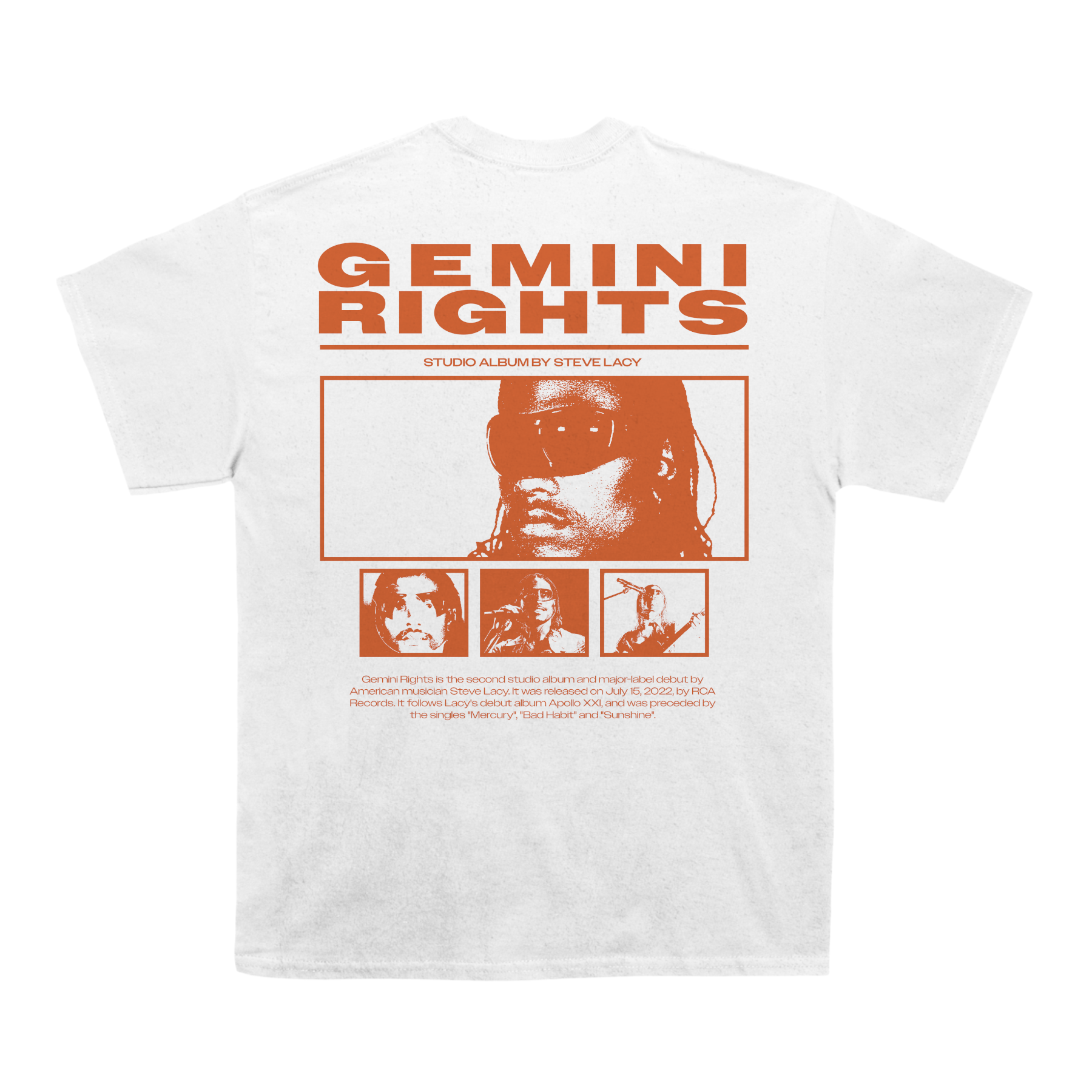 Steve Lacy "Gemini Rights" Back Design TEE