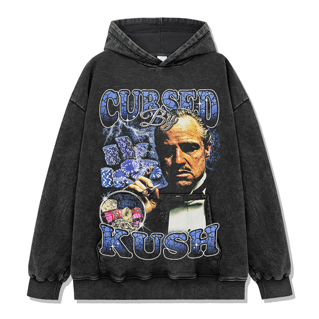 Cursed By Kush Hoodie - Washed Black