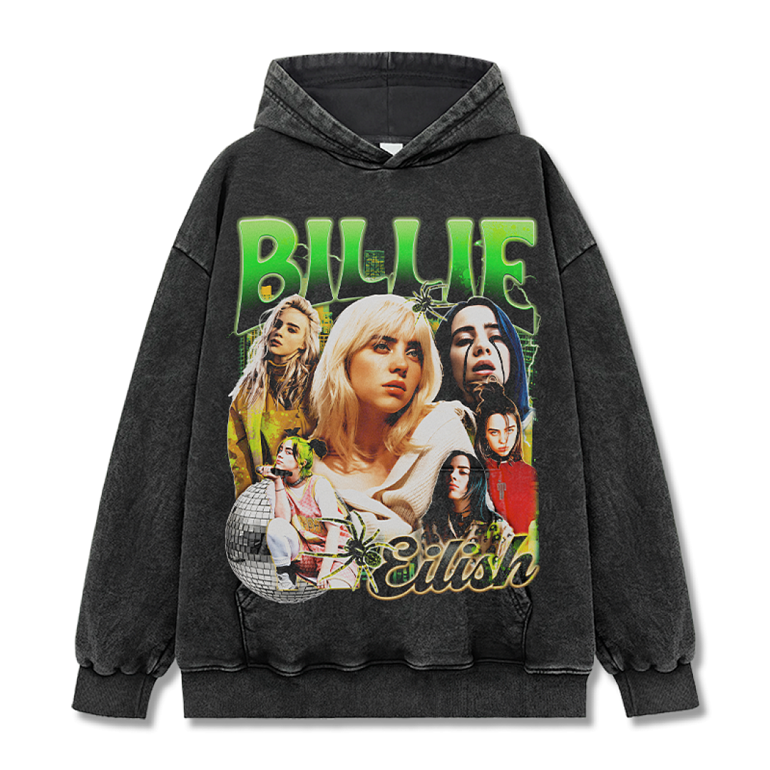 Billie Eilish Hoodie - Washed Black