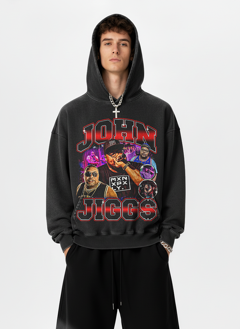 John Jigg Hoodie - Washed Black