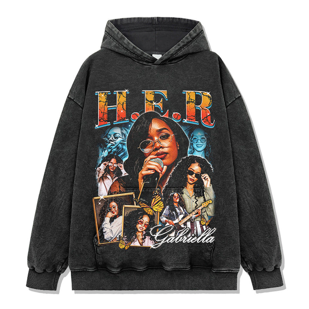 H.E.R Hoodie - Washed Black