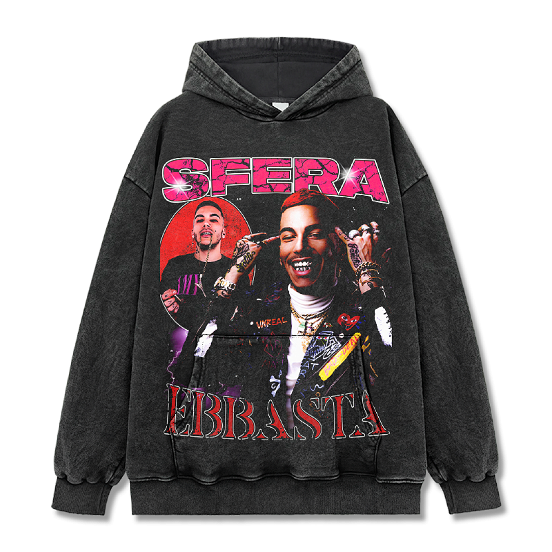 Sfera Ebbasta Hoodie - Washed Black