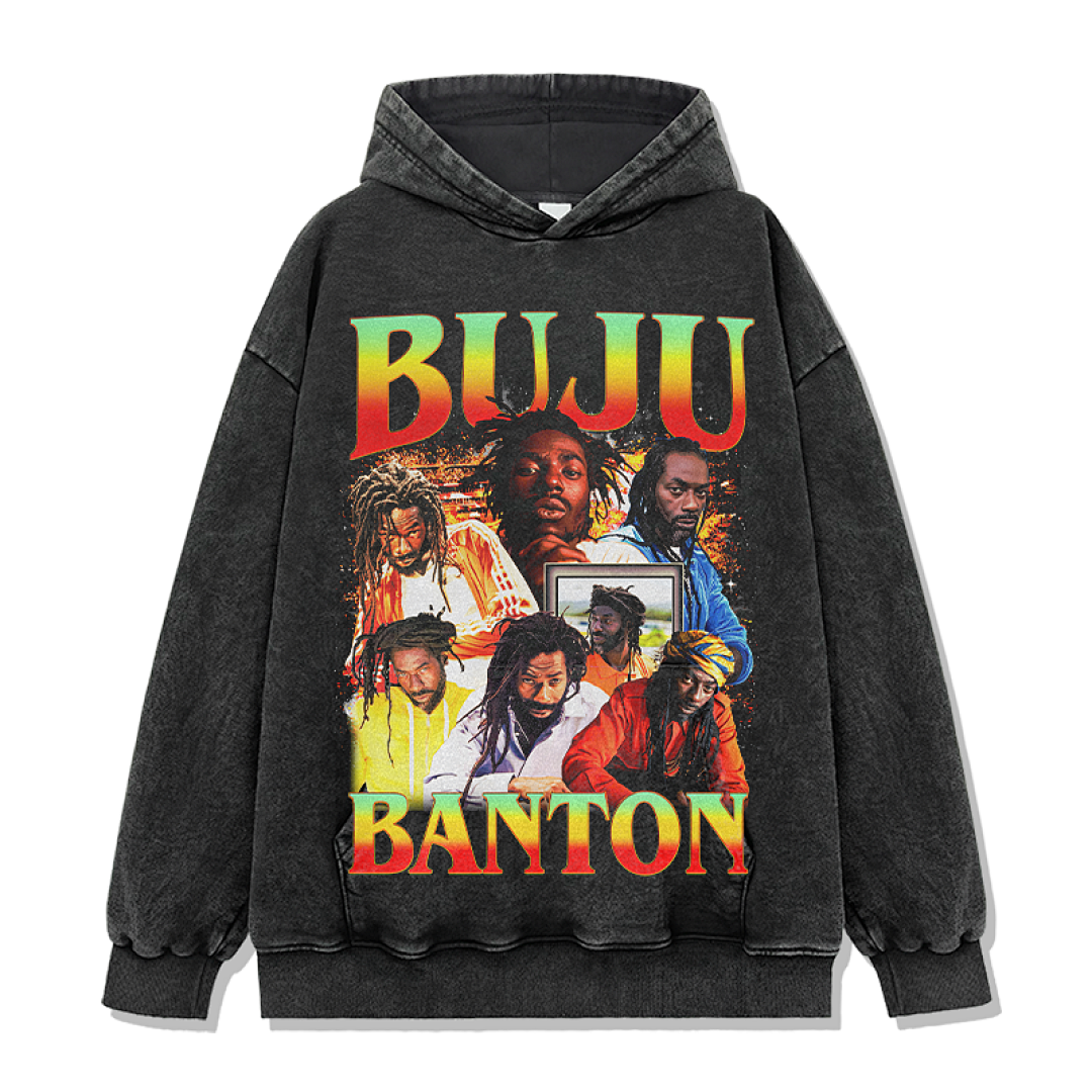 Buju Banton Hoodie - Washed Black