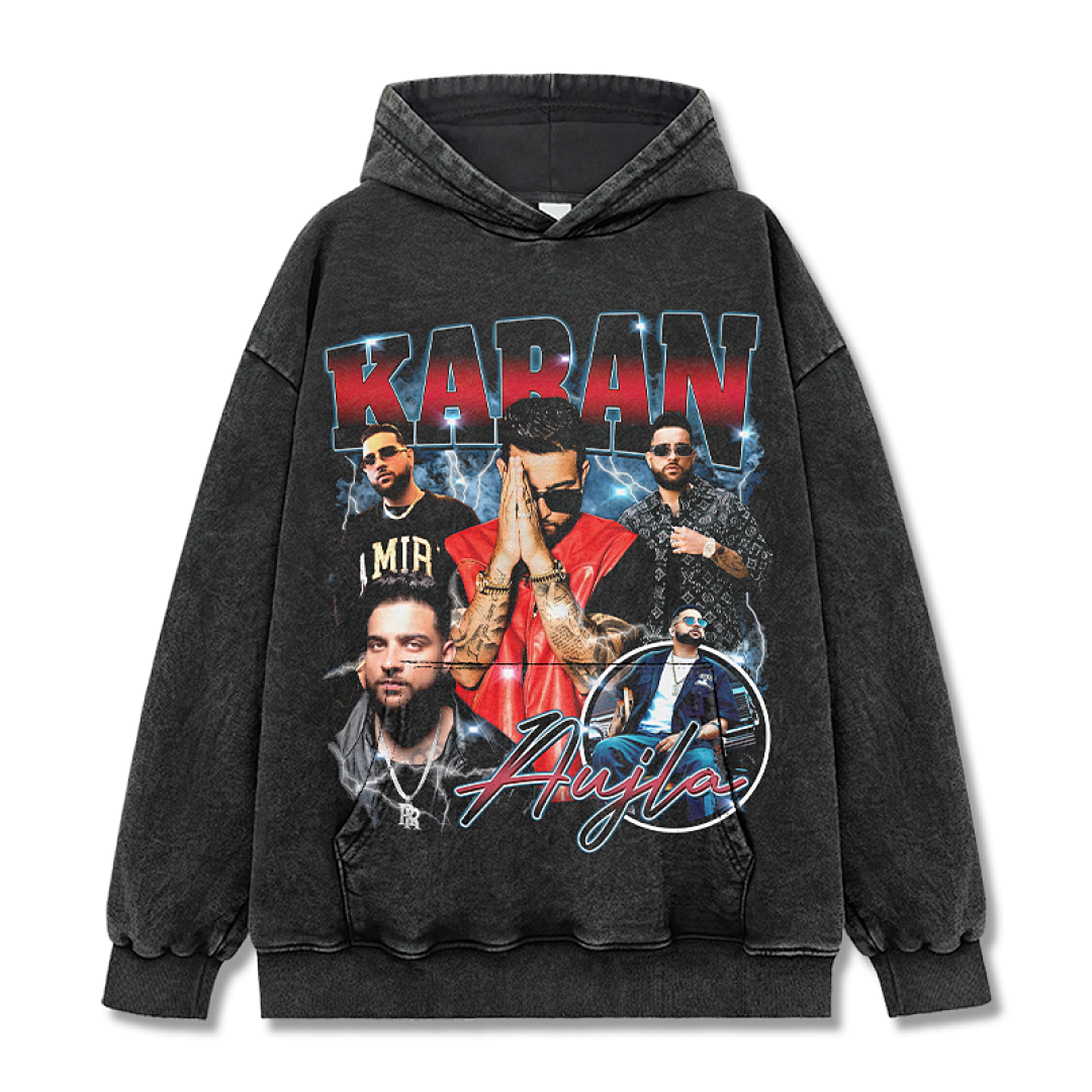 Karan Aujla Hoodie - Washed Black