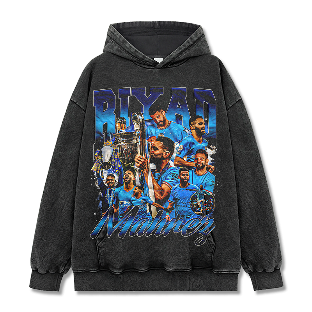 Riyad Mahrez Hoodie - Washed Black