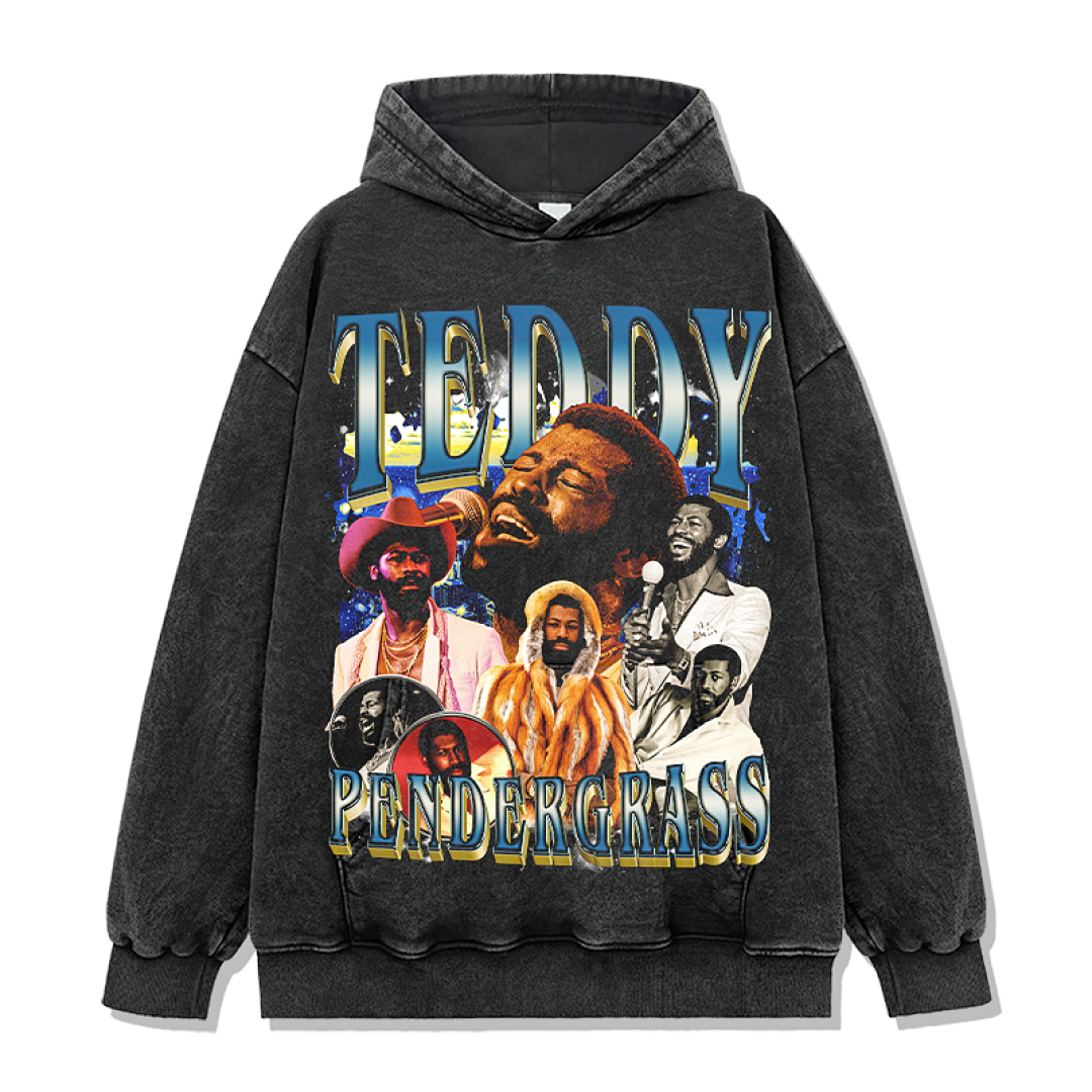 Teddy Pendergrass Hoodie - Washed Black