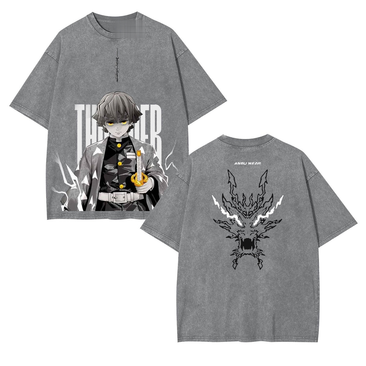 Zenitsu Demon Slayer Unisex Washed Graphic Tee — product image 1