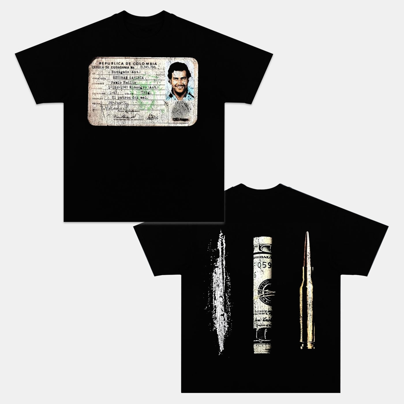 Pablo Escobar Narcos Icon Vintage Heavyweight Graphic T-Shirt — product image 1